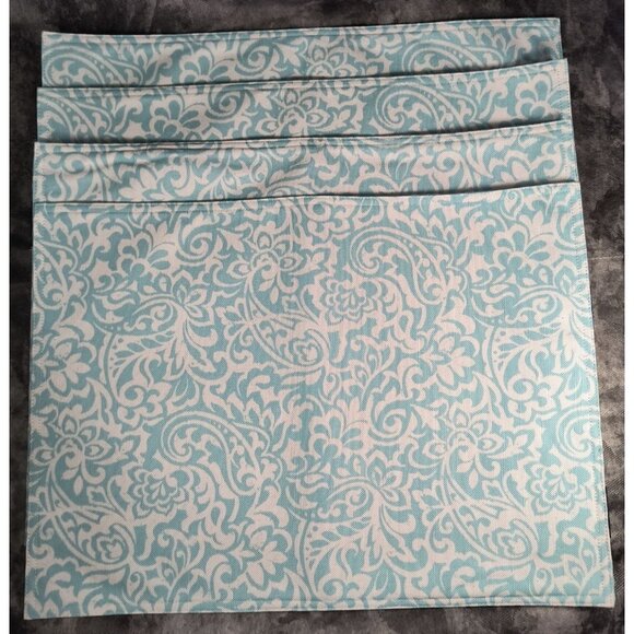 Tommy Hilfiger Turquoise & White Paisley Patterned Cloth Napkins 4-Pack - Picture 1 of 4